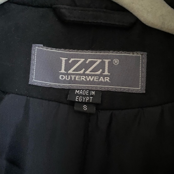 Izzi Coat Womens Size Small Black Outerwear Button Down Removable Fox Fur Collar - Picture 2 of 11